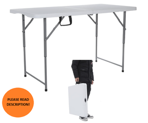 Lakhow Folding Tables Camping Table 4FT Adjustable Height - White