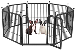 FXW Rollick Dog Playpen for Yard - 8 Panels- Black