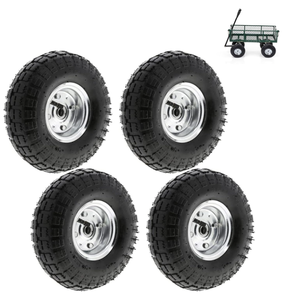 SET OF 4 - 10 Rubber Tires and Wheels