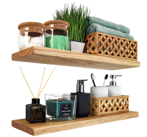 SET OF 2 - Wood Wedge, Wood Floating Shelves, Pine