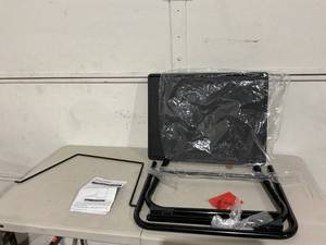 LORYERGO Black Folding Adjustable Height TV Tray with Cup Holder