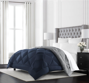 LOT OF 3 - Beckham Hotel Collection TwinTwinXL Reversible Down Alternative Comforter - Navy Blue