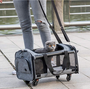 Soft-Sided Pet Travel Carrier Bag with Pulley