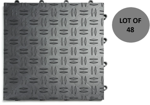 SET OF 48 - Big Floors GarageTrac Diamond Flooring Tiles - Graphite