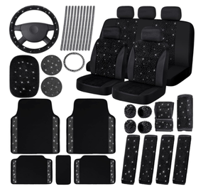 39 Pcs Bling Velvet Fabric Car Seat Covers