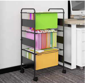Natwind 3-Tier Metal Rolling File Cart with Wheels