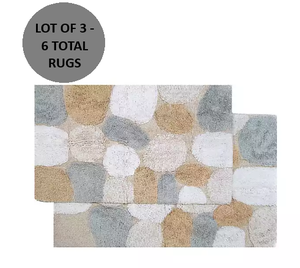 LOT OF 3 - 2PC Bath Mat Sets - Spa Pebbles