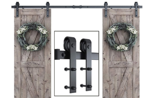 SMARTSTANDARD 8 Feet Heavy Duty Double Sliding Barn Door Hardware Kit