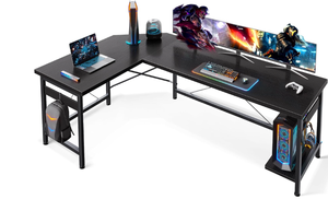 Coleshome 66 L Shaped Gaming Desk - Black
