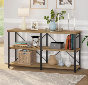 BON AUGURE 55 Inch Rustic Console Table - Vintage Oak