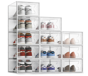 SET OF 12 - SEE SPRING XXLarge Shoe Storage Box, Clear