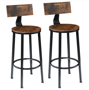 Set of 2 - BETTAHOME Bar Stools - Rustic Brown and Black