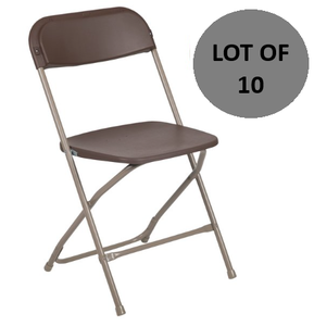 LOT OF 10 - Brown Folding Chairs