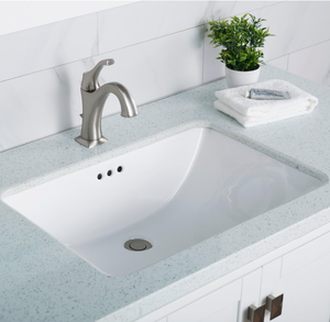 KRAUS Elavo 23-inch Undermount White Porcelain Ceramic Bathroom Sink with Overflow