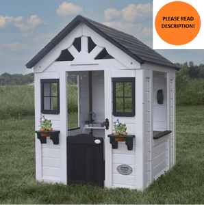 Backyard Discovery Sweetwater White Outdoor All Cedar Wooden Playhouse with Kitchen