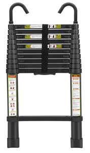 10.5FT RIKADE Aluminum Telescoping Ladder - Black