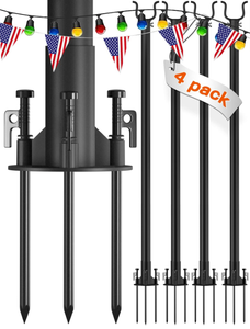 addlon 4 Pack String Light Poles Pro 10ft - Black