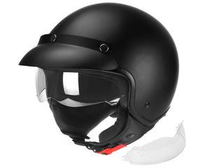 JAGASOL 34 Open Face Motorcycle Helmet with Visor - Matte Black