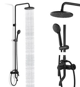 Exposed Shower System Faucet Set Matte Black