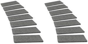 SET OF 14 - PURE ERA Bullnose Carpet Stair Treads - Grey Mini Diamond Trellis