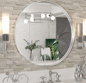 Tokeshimi Round Brushed Silver Mirror