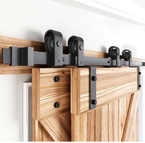 EaseLife 5FT Bypass Double Sliding Barn Door Hardware Kit - Black