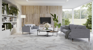 lot 34 image: Lot of (24 Cases) Apuan Bianco Hexagon Tile 12.95-sq.ft.  Total Coverage 310.8-sq.ft.