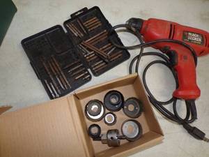 lot 74 image: Hole Saw, Electric Drill and parts