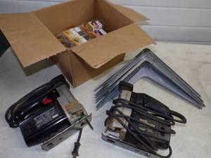 lot 56 image: 2 Jig Saws, Panel Nails and Shelf Brackets