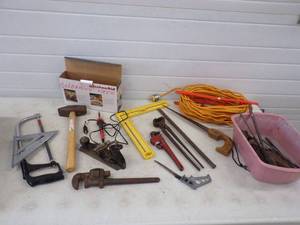 lot 143 image: Tools lot with Pipe Wrench
