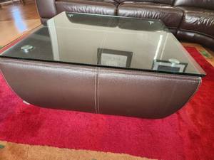 Leather Coffee Table wGlass