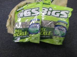 lot 191 image: 6- 5.35 oz Bags Bigs Dill Pickle Su...