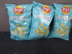 lot 223 image: 3- 5 oz bags Lays Sea Salt Poppable...