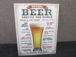 lot 456 image: Metal Beer Around the World Sign 16...