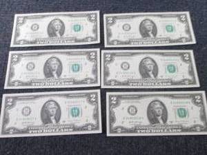 lot 467 image: 6 Sequential Uncirculated $2 Bills...