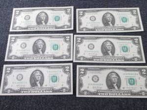 lot 468 image: 6 Sequential Uncirculated $2 Bills...