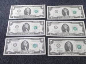 lot 469 image: 6 Sequential Uncirculated $2 Bills...