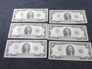 lot 470 image: 6 Sequential Uncirculated $2 Bills...