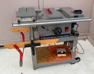 lot 6 image: RYOBI 10 Inch Precision Benchtop Cutting System Table Saw with Extensions Etc...