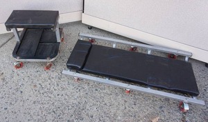 lot 25 image: Garage Shop Automobile Equipment Creeping Crawling Cart Seat Chair Creeper on Casters...