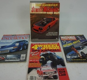 lot 102 image: Ephemera Garage Automobile Collectible Magazine 1986 Petersens 4-Wheel & Off-Road, 1992 Great American Street Machines, 2004 Mustangs & Fast Fords, 2004 PORSCHE EXCELLENCE #128 930 RSR Daytona GT3 Cup GT3 MM,