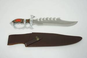 lot 130 image: Unique Swords Knives Machetes Knife Sets for the Collector Hunter.-Bowie Type Fixed Knife with 10-Inch Blade