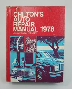 lot 108 image: Ephemera Garage Automobile Collectible 1978 Chiltons Auto Repair Manual for American Cars from 1971-1978 Hardcover Book..