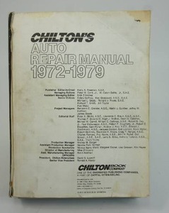 lot 109 image: Ephemera Garage Automobile Service Station Collectible 1979 Chiltons Auto Repair Manual for American Cars from 1972-1979 Hardcover Book..