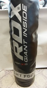 lot 121 image: RDX Punch Bag 60LB,80LB, Leather Adult Punch Bag and Boxing Gloves, 4ft, Black