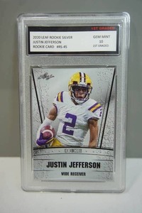 lot 1A image: JUSTIN JEFFERSON 2020 LEAF SILVER Graded Gem Mint-10 1st Graded Rookie Card #RS-45