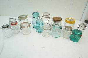 lot 56 image: vintage lidded jars, some Ball