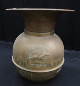 ANTIQUE TALL BRASS PONY EXPRESS SPITTOON