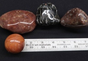 3 LARGER AGATES PLUS SPHERE