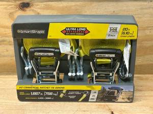 SMARTSTRAPS Pack of 2- 20 ft Commercial Ratchet Tie Downs